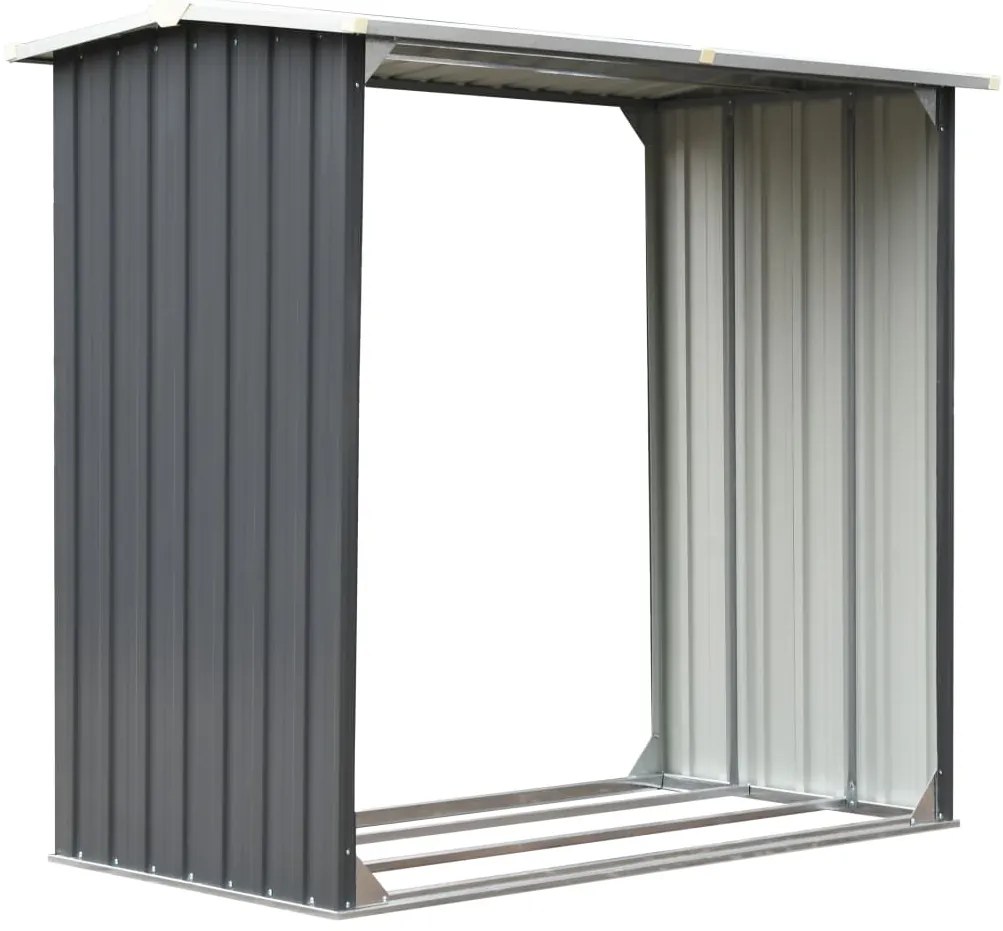 Záhradná kôlňa na drevo z pozinkovanej ocele 172x91x154 cm sivá