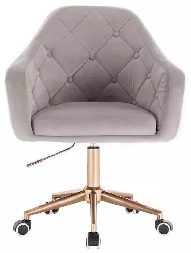 LuxuryForm DESIGN Kreslo ANDORA VELUR na zlaté podstave s kolieskami - svetlo šedé