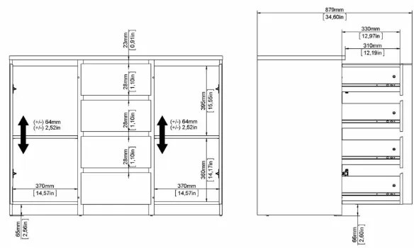Komoda Jednoduchá VI biela lesklá