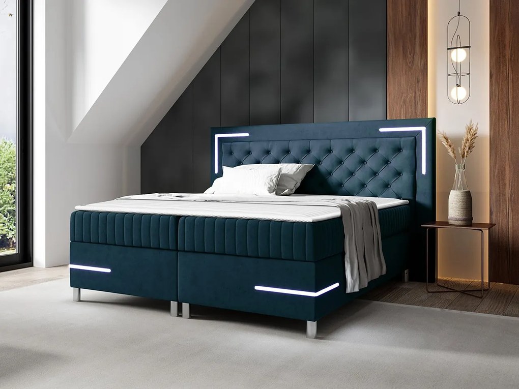 Kontinentálna posteľ Suhak 5 LED, Rozmer postele: 160x200, Dostupné poťahy: Fresh 11