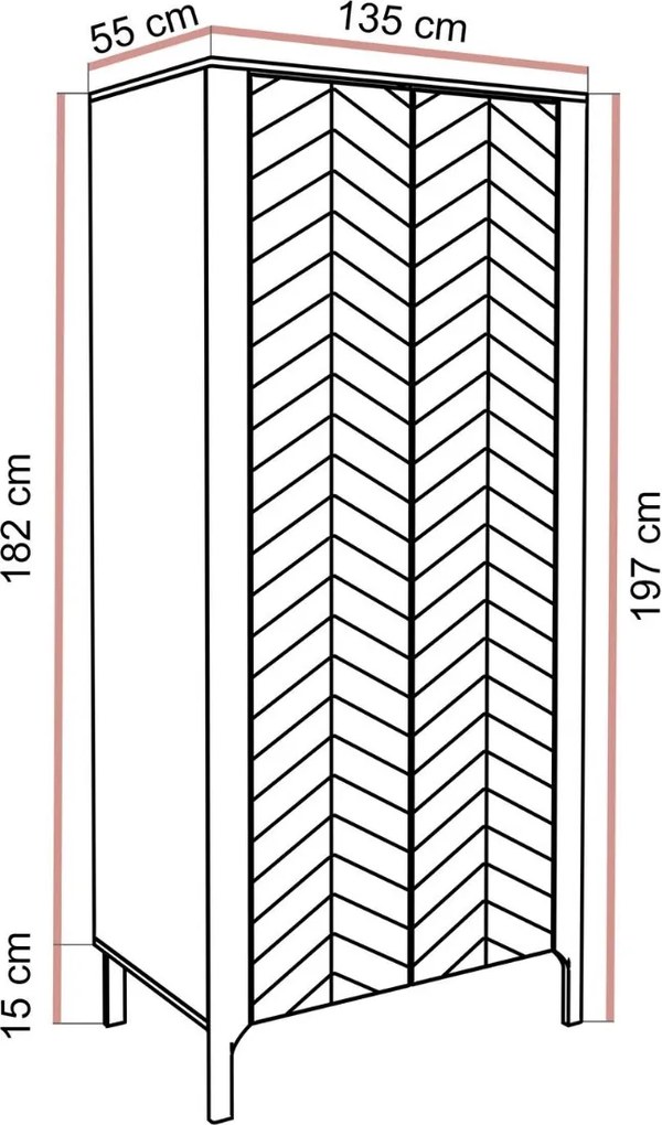 DVOJDVEROVÁ ŠATNÍKOVÁ SKRIŇA SALOME KAŠMÍR 90 cm