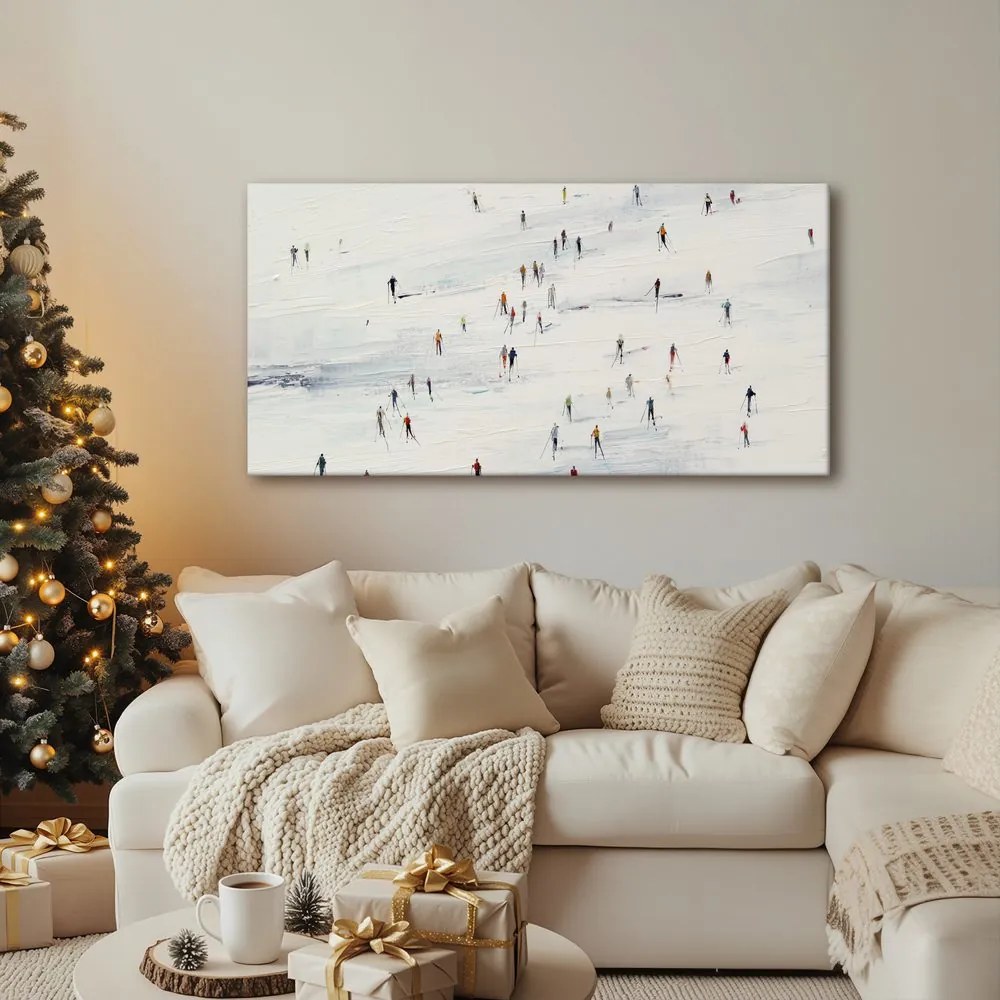 Obraz lyžiari v zimnej krajine