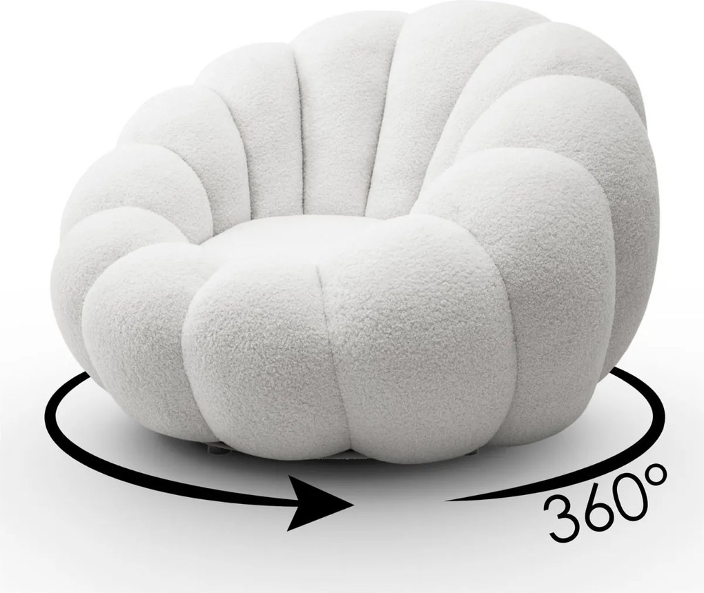 OTOČNÉ KRESLO FILIPPO S PODNOŽKOU BIELE