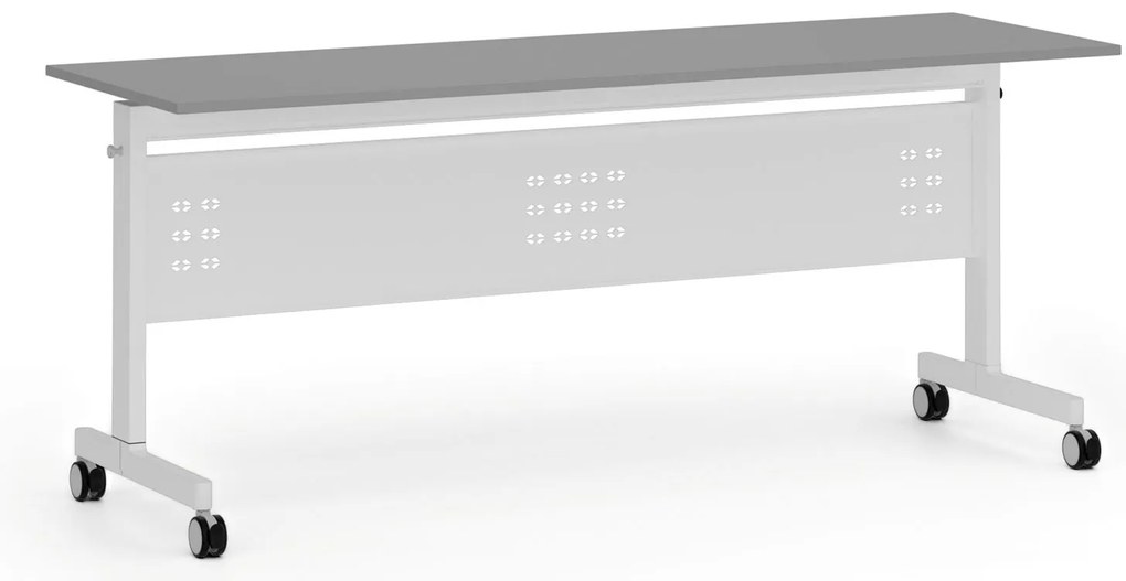 Mobilný stôl PRIMO MOBI, 180x60 cm, biela podnož, grafit