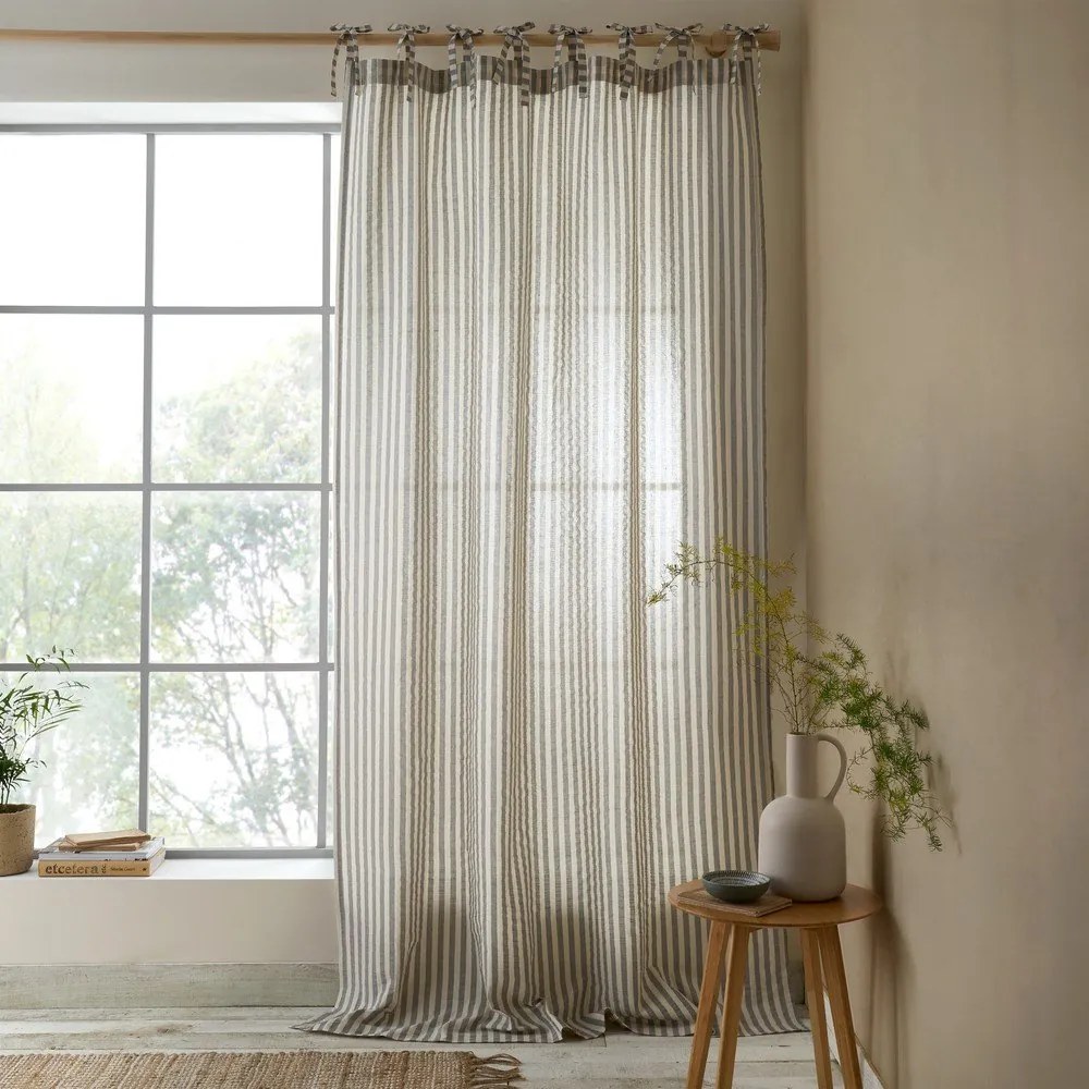 Sivý záves 140x183 cm Zanzibar Woven Stripe – Pineapple Elephant