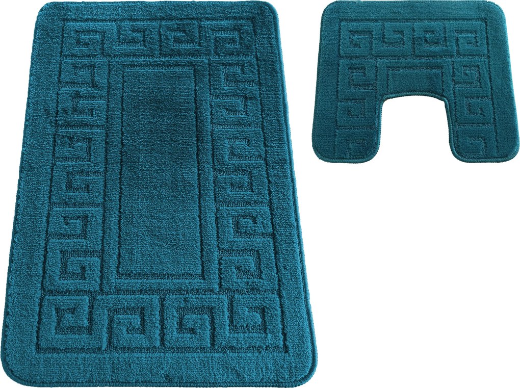 DY Kúpeľňová sada koberčekov s výrezom Montana Ethnic - tyrkysová