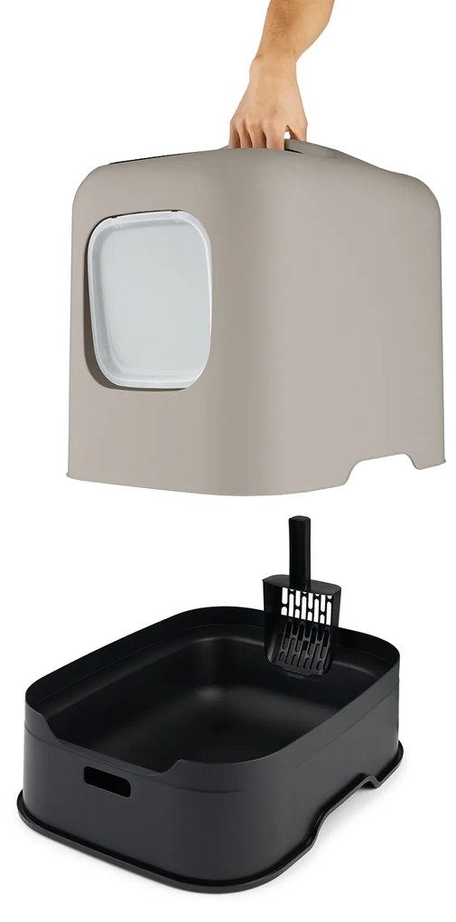 Rotho 2. akosť - Mačacia toaleta, krytý záchod pre mačky s lopatkou CAT XL - béžová