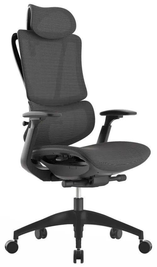 Kancelárska ergonomická stolička KLEM — sieť, tmavo sivá, nosnosť 130 kg