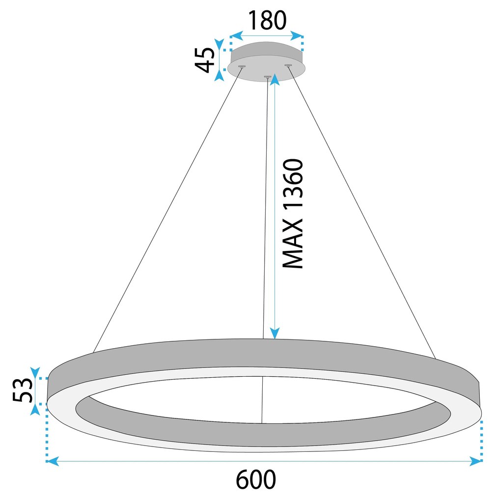 Toolight Toolight, LED stropné osvetlenie 60cm, 60W, 3000K, LHJ051-CP1 C, zlatá matná, OSW-50025