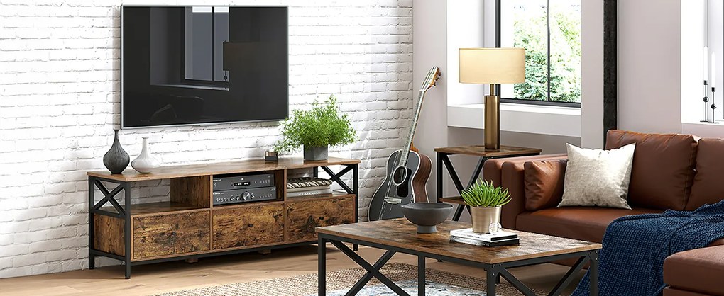 Televízny stolík Vasagle Nuros 147 cm hnedý/čierny