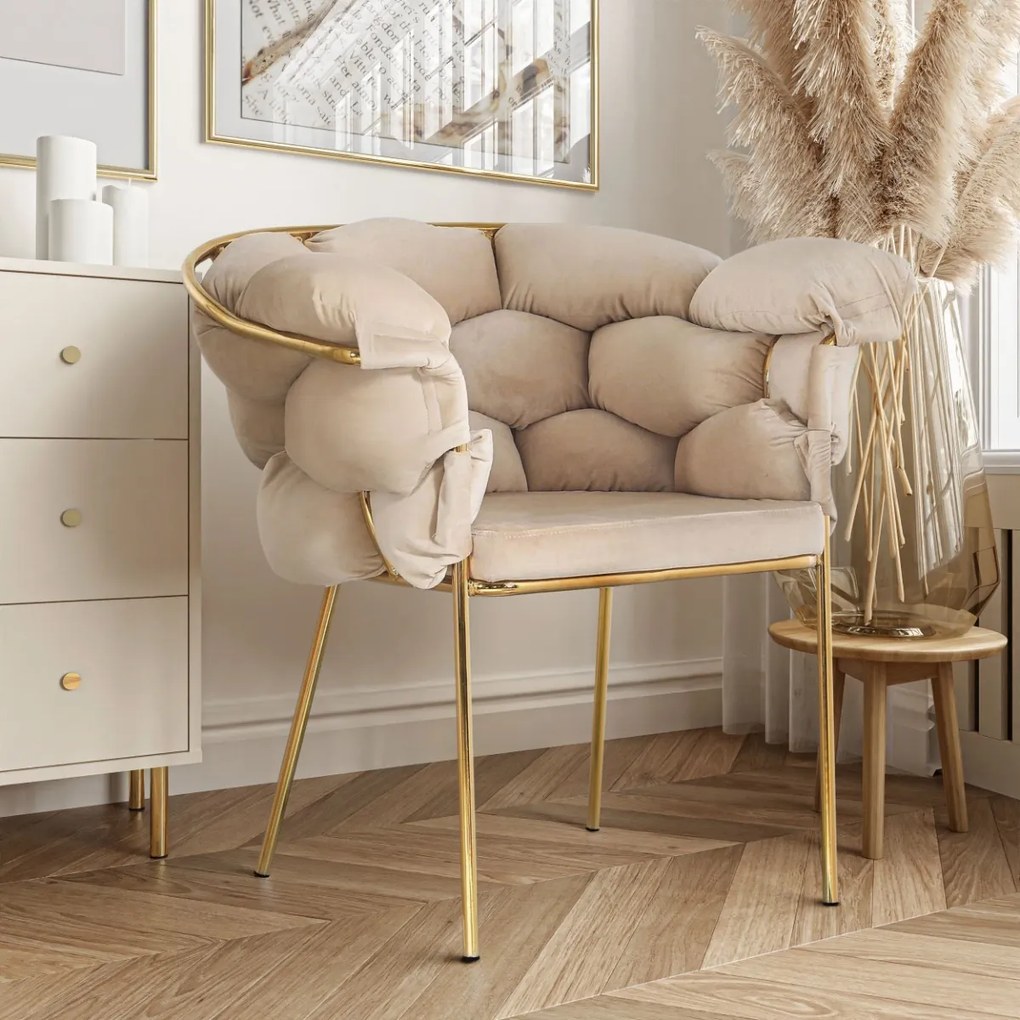 DIZAJNOVÁ STOLIČKA KATIA BÉŽOVÁ + ZLATÉ NOHY