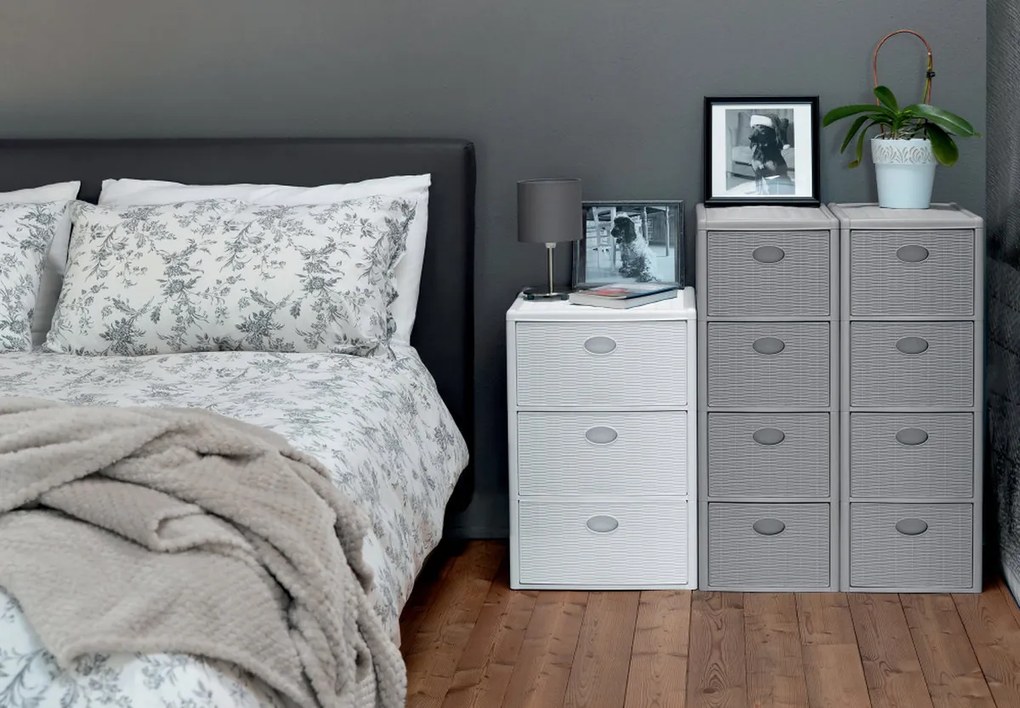 STEFANPLAST Plastový úložný regál Elegance, 3 zásuvky, biely