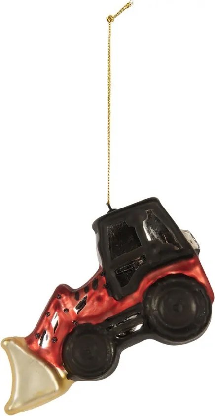 Sklenená vianočná ozdoba traktor s radlicou Digger - 12*4*8 cm