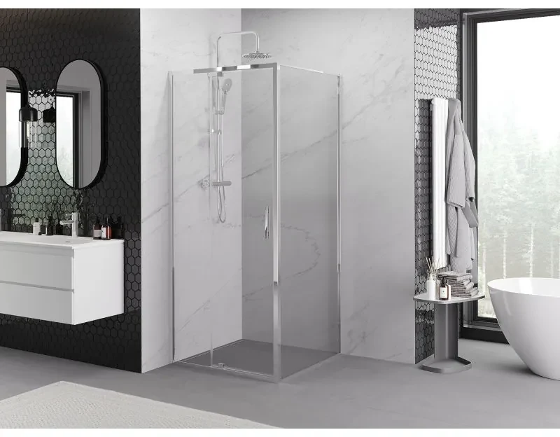 Mexen Exo, sprchovací kút s krídlovými dverami 100 x 100 cm, 6mm číre sklo, chrómový profil, 819-100-100-01-00