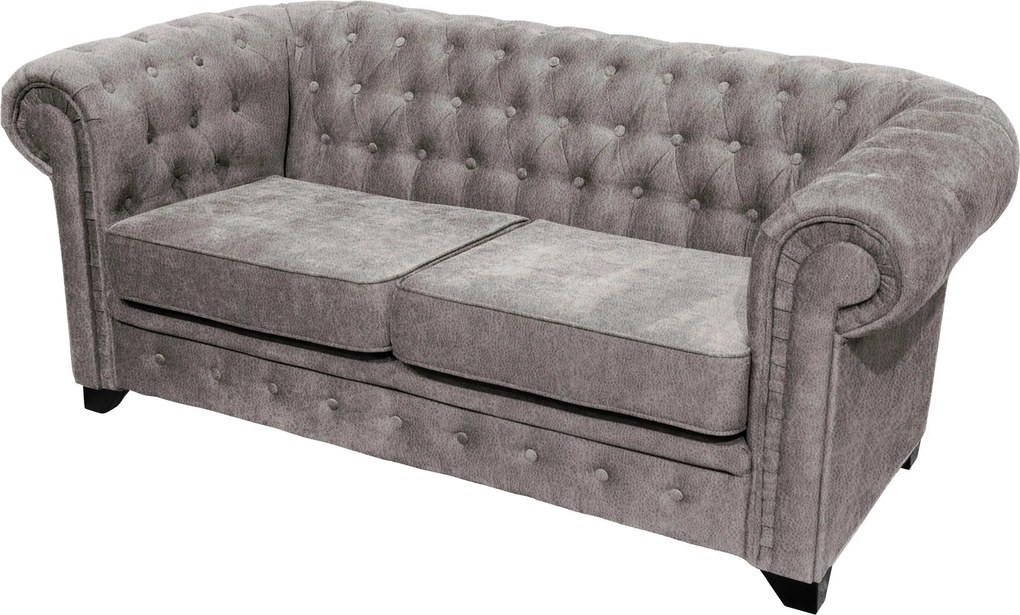 XXXLutz SEDAČKA CHESTERFIELD, drevo, textil, kompozitné drevo, sivá MID.YOU - Sedačky - 000694009818