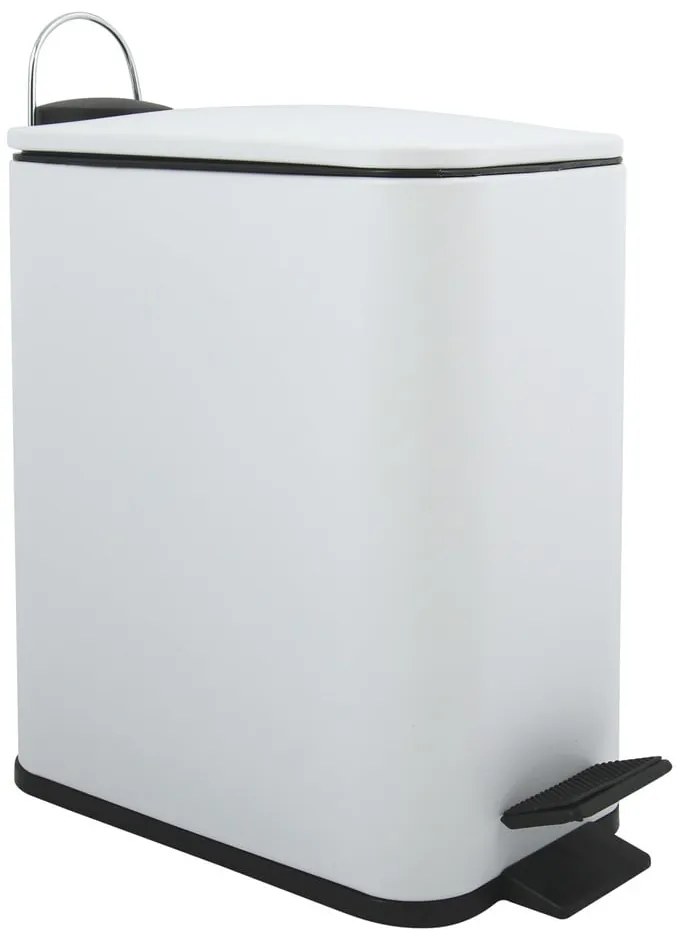 Matne biely nášľapný oceľový odpadkový kôš 5 l Erik – Spirella