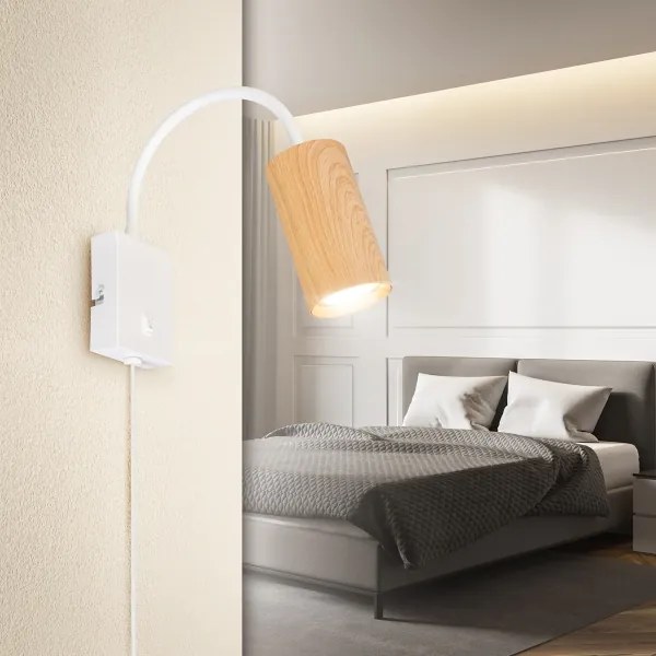 BRILAGI - Flexibilná nástenná lampa SELE 1xGU10/30W/230V biela/dubový dekor