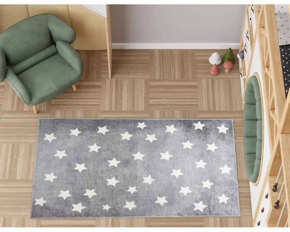 Sivý prateľný detský koberec 80x120 cm Shining Stars – Vitaus