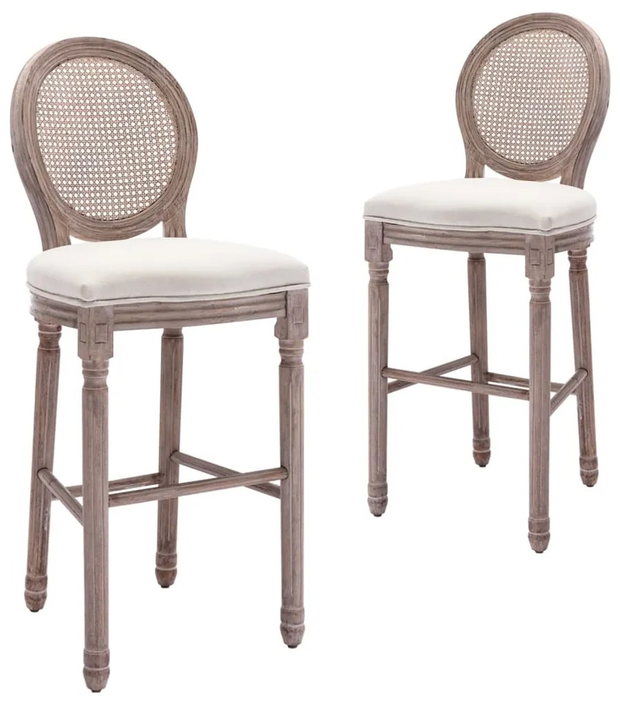 vidaXL Barové stoličky 2 ks, biele, ľan
