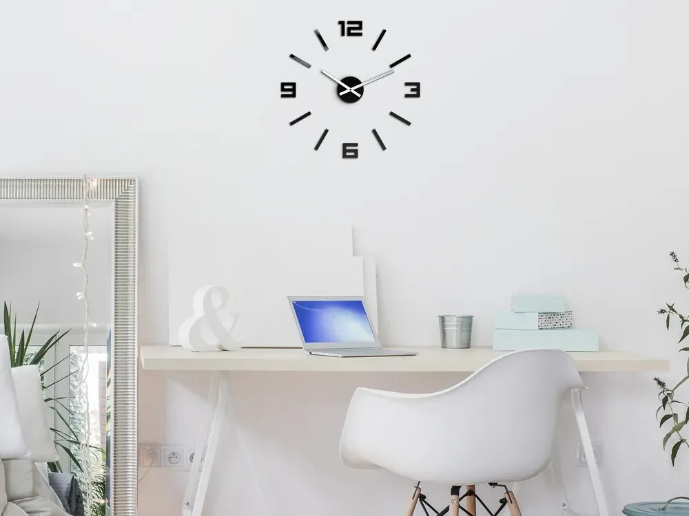 Nástěnné samolepící hodiny Arabic 50 cm černé/stříbrné