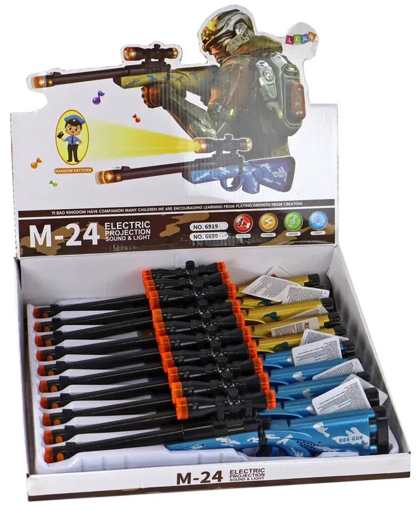 LEAN TOYS Malé pušky s efektami, pohyblivá hlaveň – modrá, zlatá