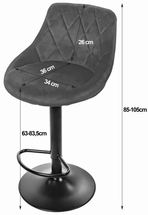 Barová stolička KAST - sivý zamat / chromovaný základ