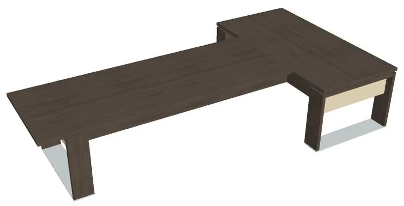 Stôl Verno+ S 200 x 370 cm s rokovacím prvkom, dub antracit / vanilka