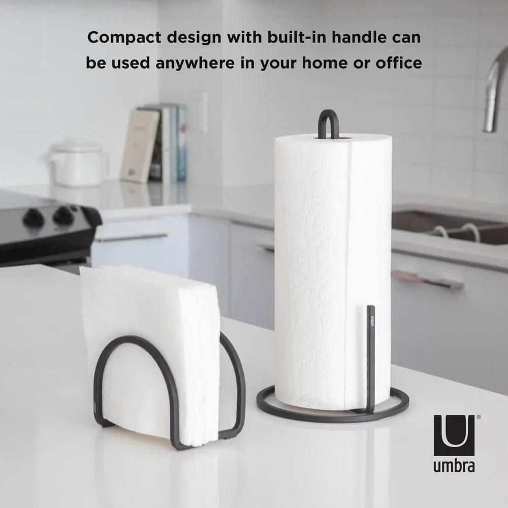 Čierny oceľový držiak na kuchynské utierky ø 17 cm Squire – Umbra