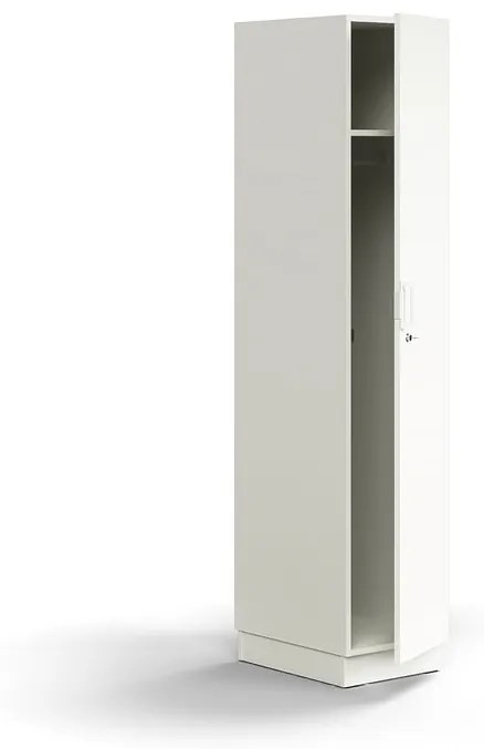 Uzamykateľný šatník QBUS, s tyčou na vešiaky, so soklom, 2020x400x570 mm, biela