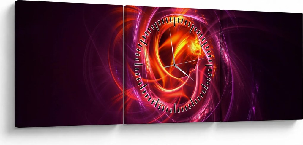 Obraz svietiacej modernej abstrakcie (s hodinami) (90x30 cm)