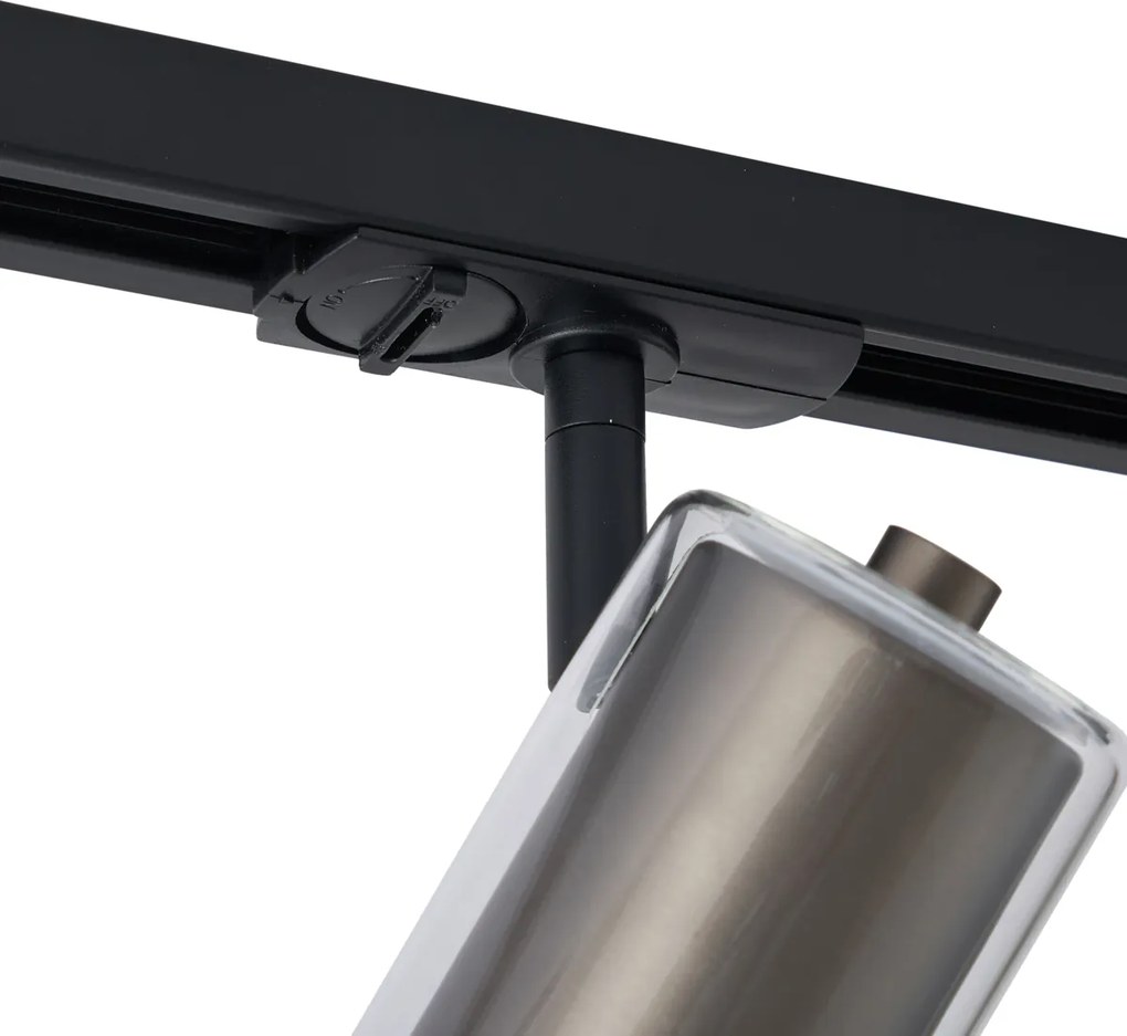 Moderný koľajnicový systém čierny s 3 reflektormi Gunmetal 1-fázový - Iconic Lloyd