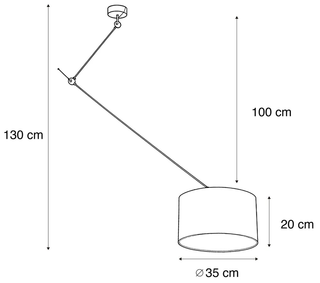 Závesná lampa čierna s bronzovým zamatovým tienidlom 35 cm - Blitz