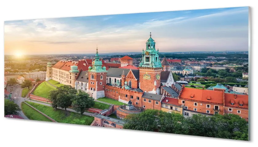 Obraz na akrylátovom skle Krakow castle panorama svitania 120x60 cm