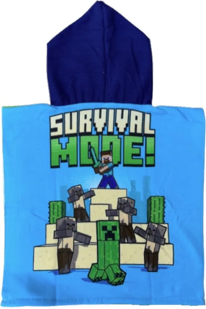 Detské plážové pončo z mikrovlákna Minecraft - Alex a Steve