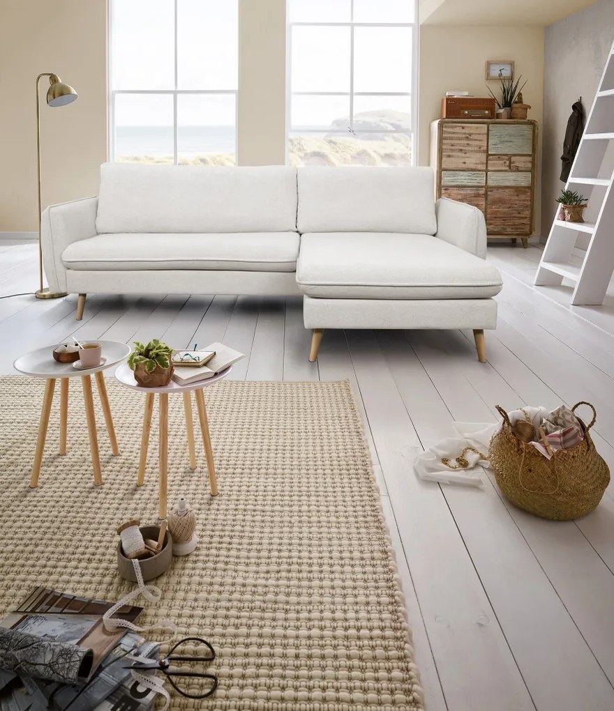 Rohová sedačka Salma, krémová látka, univerzálna pravá/ľavá