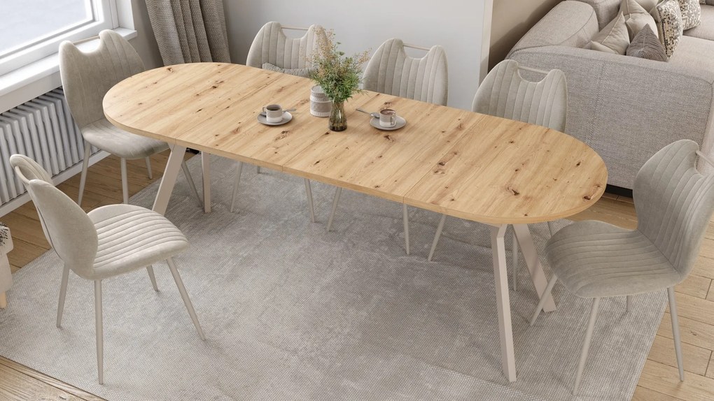 Mazzoni ALMO Dub Artisan / kašmírové nohy - OVÁLNY ROZKLADACÍ STÔL 120-220 cm PRE 10-12 OSÔB