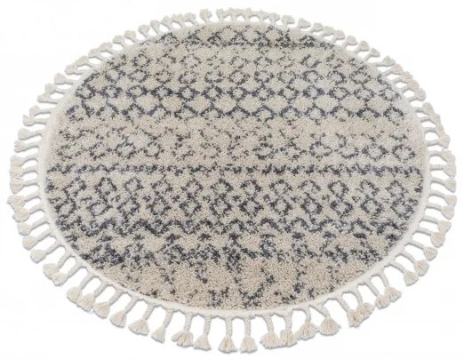 Dywany Łuszczów, Kusový koberec Berber Agadir G0522 cream and grey kruh, 120x120 (priemer) kruh, béžová, chodba / predsieň