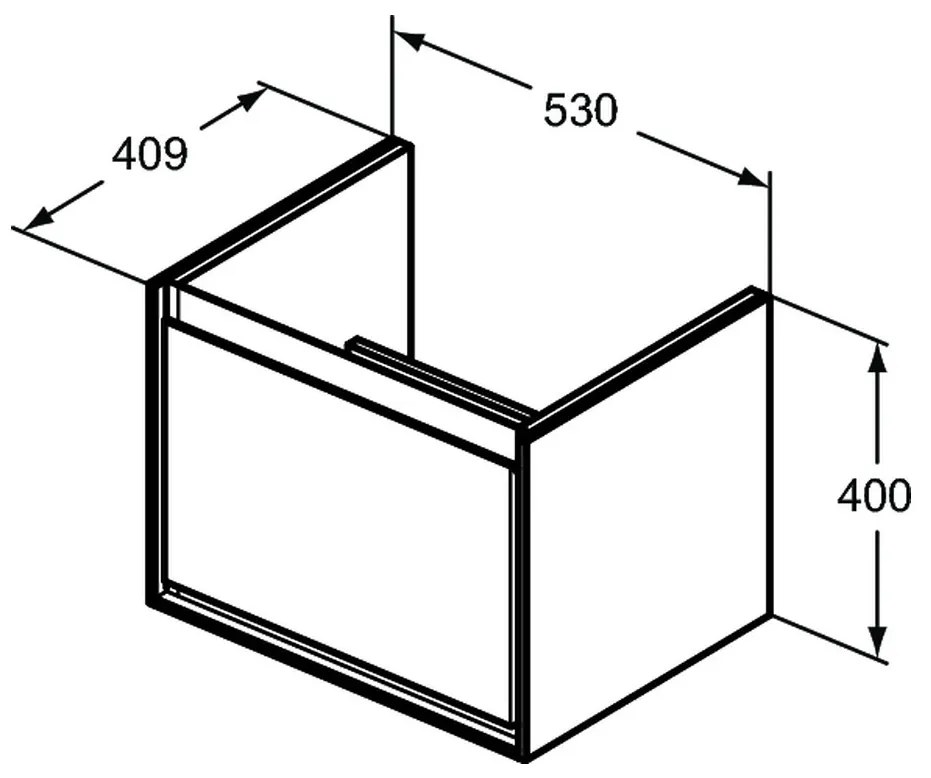 Ideal Standard Connect Air - Skrinka pod umývadlo CUBE 600 mm, 1 zásuvka, dekor šedý dub + matný biely lak E0846PS