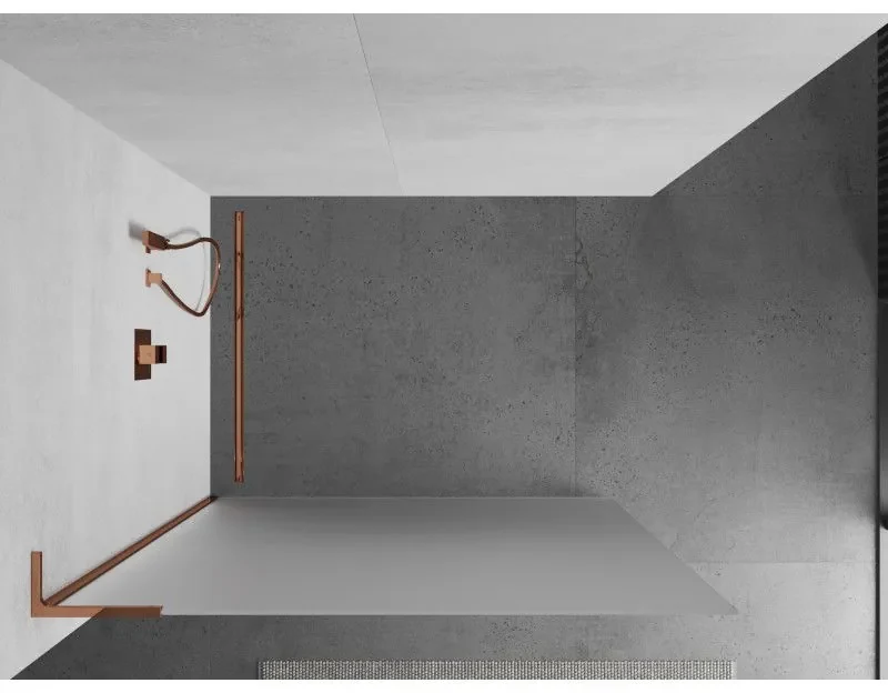 Mexen Kioto L, sprchová zástena Walk-In 70 x 200 cm, 8mm sklo námraza, ružové zlato profil, 800-070-103-60-30