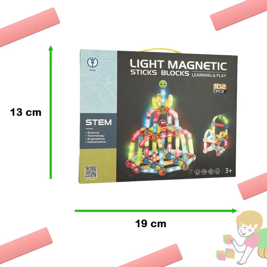 IKO Svietiace magnetické bloky pre deti – 102 prvkov