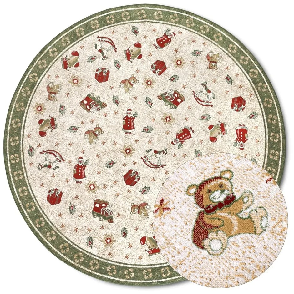 Zelený okrúhly koberec s vianočným motívom s prímesou bavlny ø 160 cm Toy's Delight Green Christmas – Villeroy&Boch