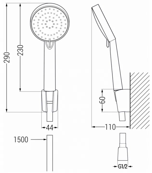Ruční sprchový set MEXEN R-75 chromový/bílý
