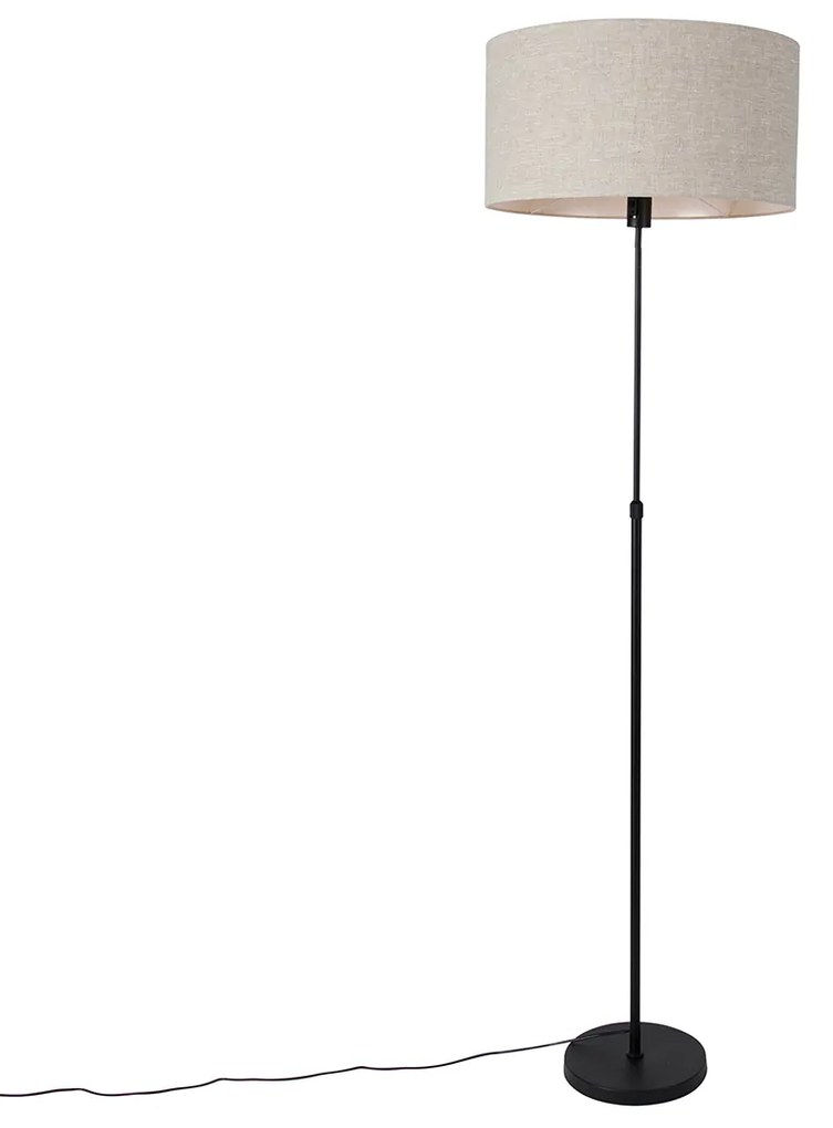 Stojaca lampa čierna nastaviteľná so svetlosivým tienidlom 50 cm - Parte