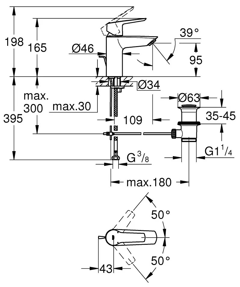 GROHE GROHE Start - Páková umývadlová batéria, veľkosť S, chróm 32559002