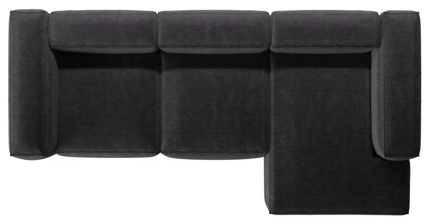 Tmavosivá menčestrová rohová pohovka (pravý roh/s leňoškou) Bergamo – Cosmopolitan Design