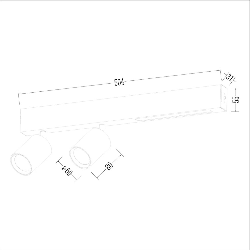 EUlight Stropné svietidlo Magnet, 2x biele kovové tienidlo + 1x LED 5W, w