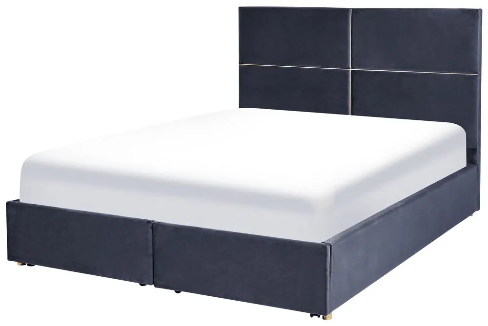 Manželská posteľ 160 cm Vissarion (čierna) (s roštom a úložným priestorom). Vlastná spoľahlivá doprava až k Vám domov. 1076394