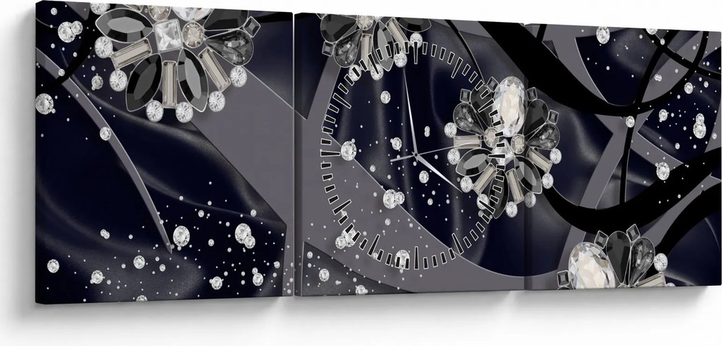 Obraz - Diamanty v priestore (s hodinami) (90x30 cm)