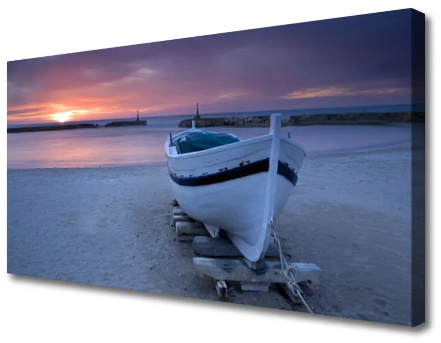 Obraz Canvas Loďka pláž slnko krajina 100x50 cm