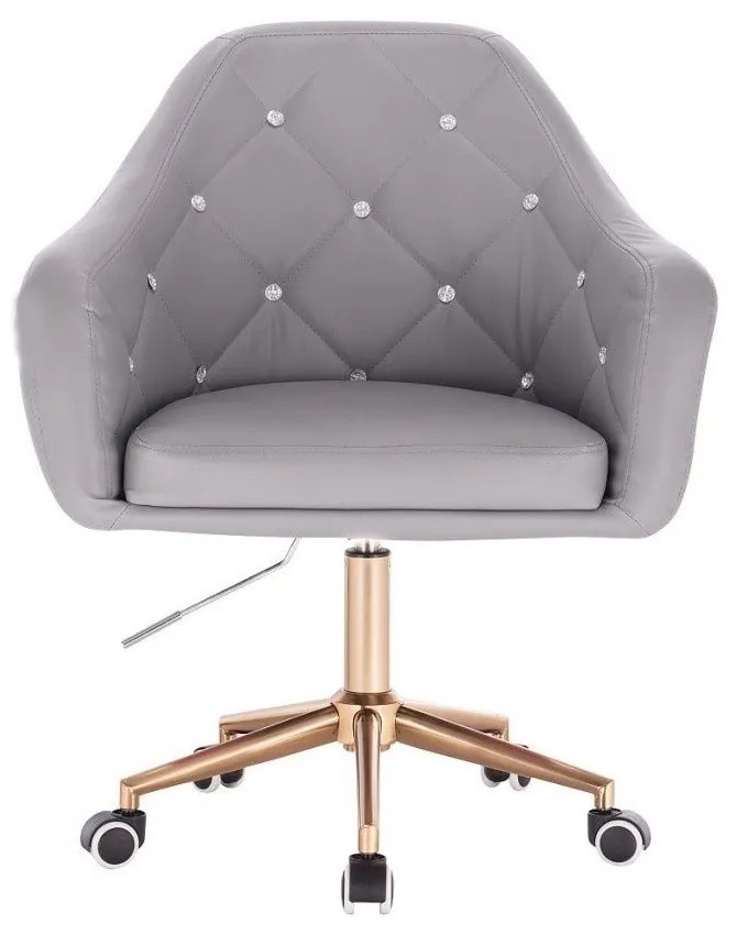 LuxuryForm DESIGN Kreslo ROMA na zlatej podstave s kolieskami - sivé